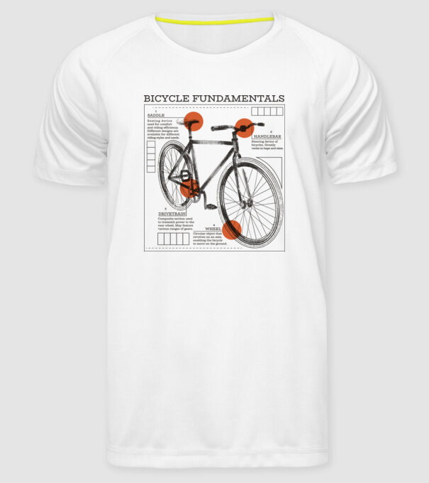 Bicycle fundamentals model alb pe tricou