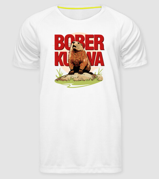 BOBER model alb pe tricou