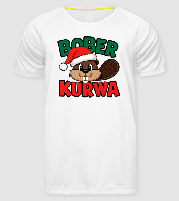 Bober kurwa xmas model alb pe tricou