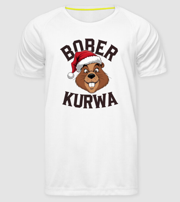 Bober kurwa xmas model alb pe tricou