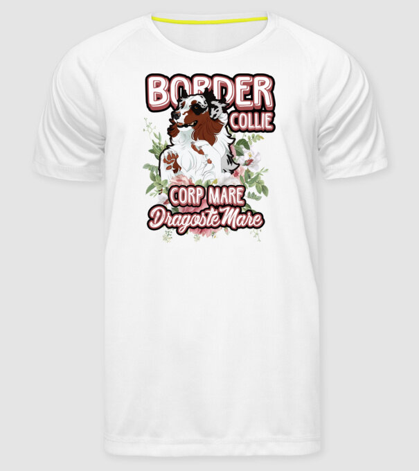 border collie - multă blană multă dragoste model alb pe tricou