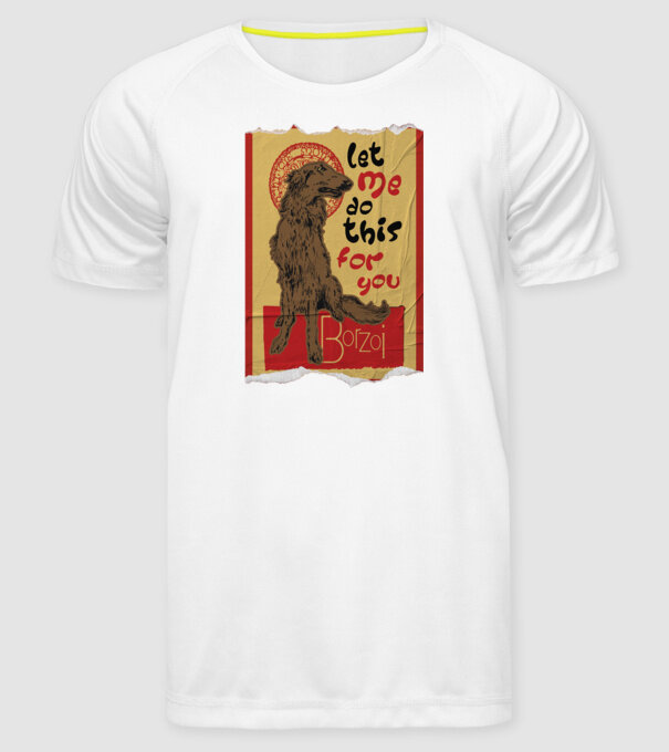 BORZOI retro poster chat noir poster texture model alb pe tricou