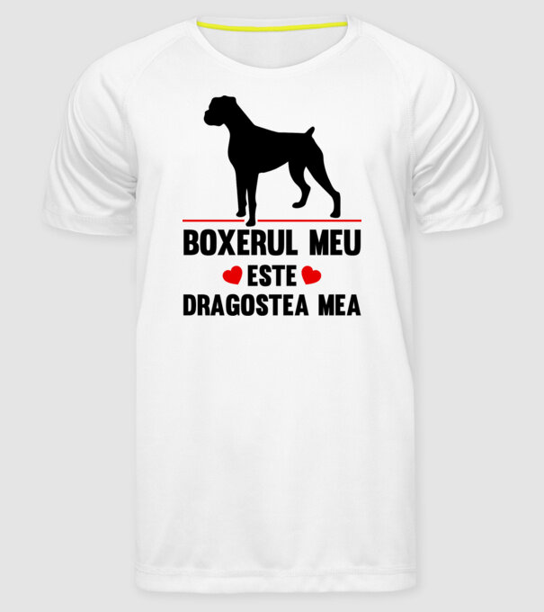 boxerul meu este dragostea mea model alb pe tricou