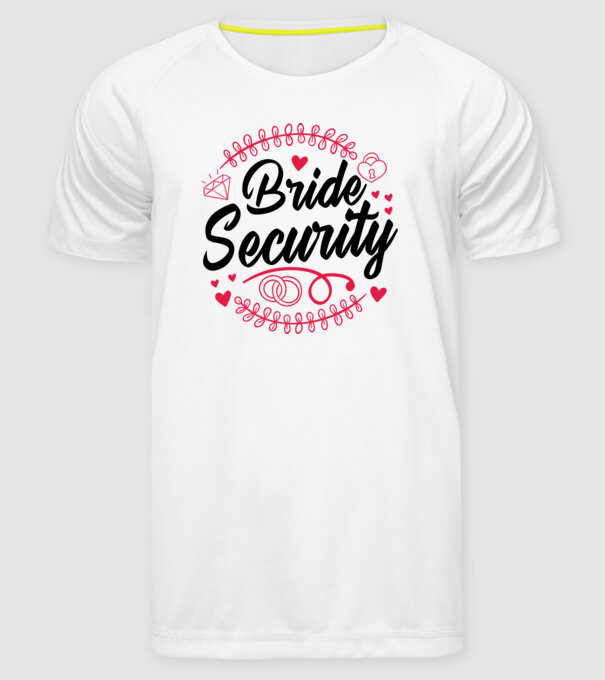 Bride Security model alb pe tricou