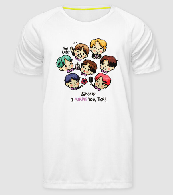 BTS chibi model alb pe tricou