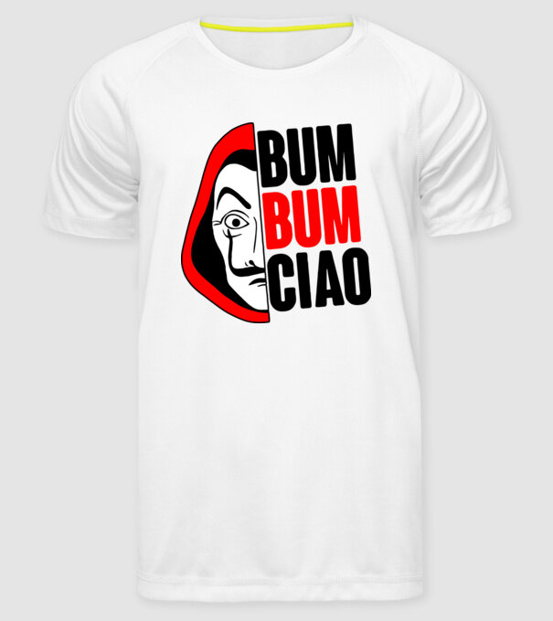 bumbum ciao money heist model alb pe tricou