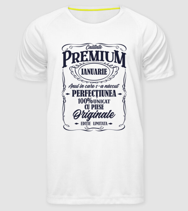 calitate premium -ianuarie- anul în care s-a născut - perfecțiunea - 100% unicat, cu piese originale, ediție limitată model alb pe tricou