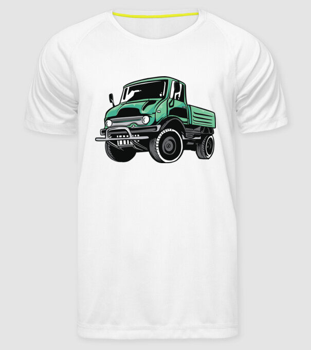 Camioane model alb pe tricou
