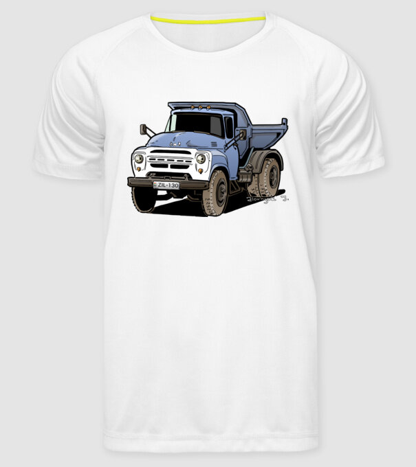Camioane model alb pe tricou