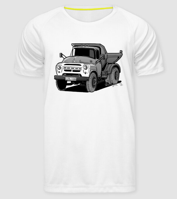 Camioane model alb pe tricou