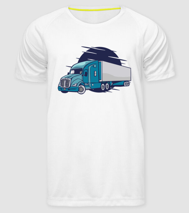 Camioane model alb pe tricou