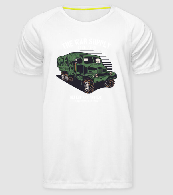 Camioane model alb pe tricou
