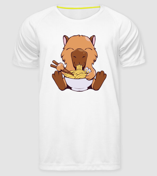 Capibară Ramen model alb pe tricou