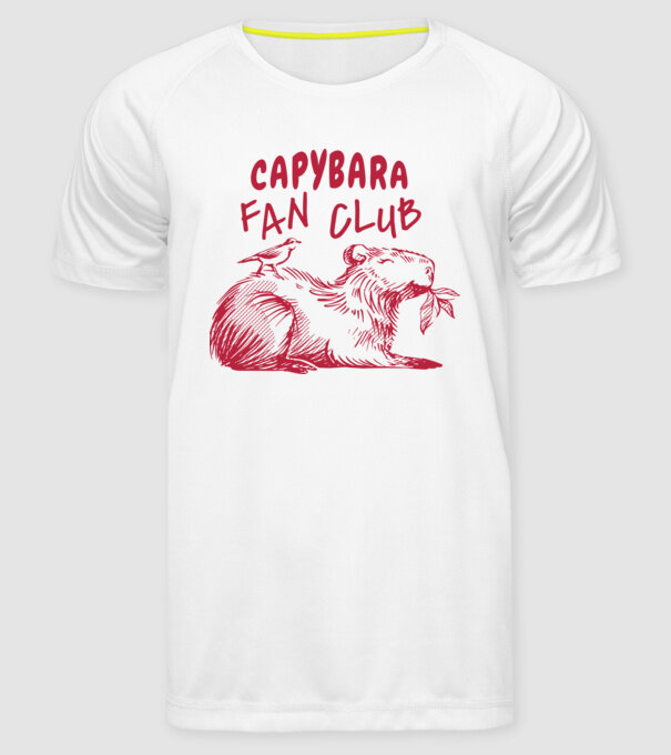 Capybara fan club model alb pe tricou