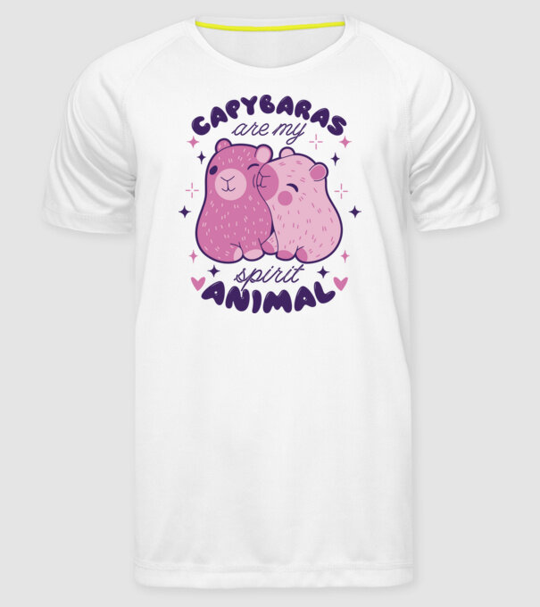 Capybaras are my spirit animal model alb pe tricou