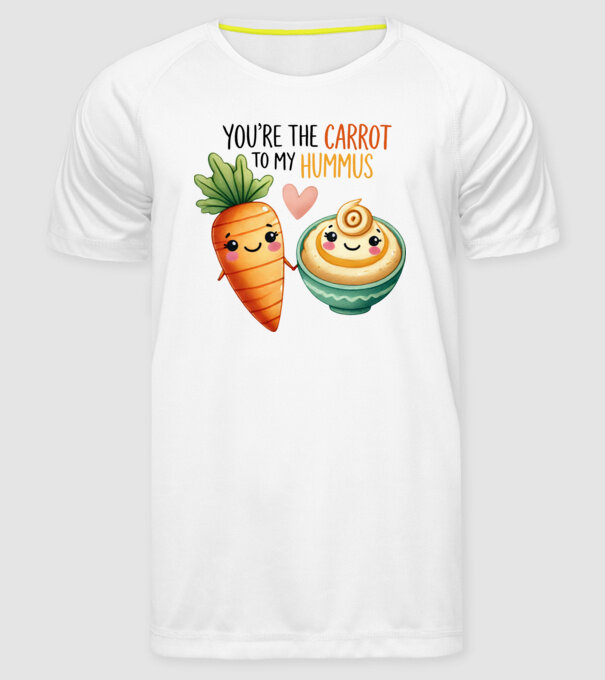 Carrot to my Hummus model alb pe tricou