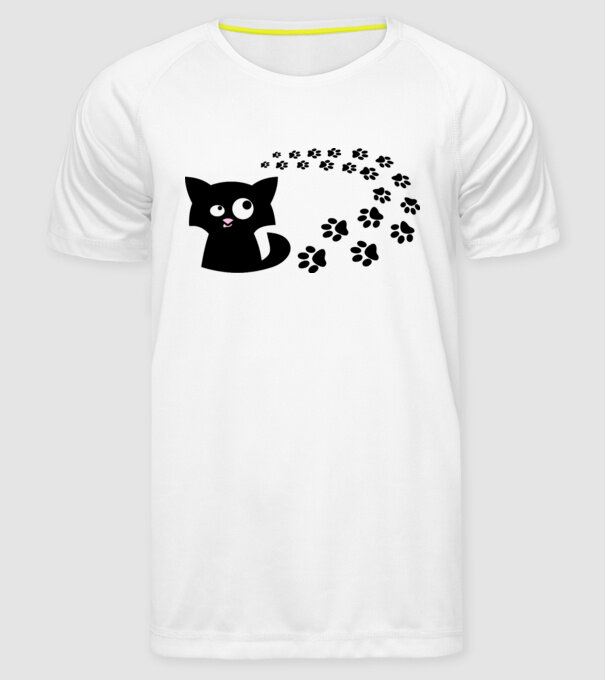Cat model alb pe tricou