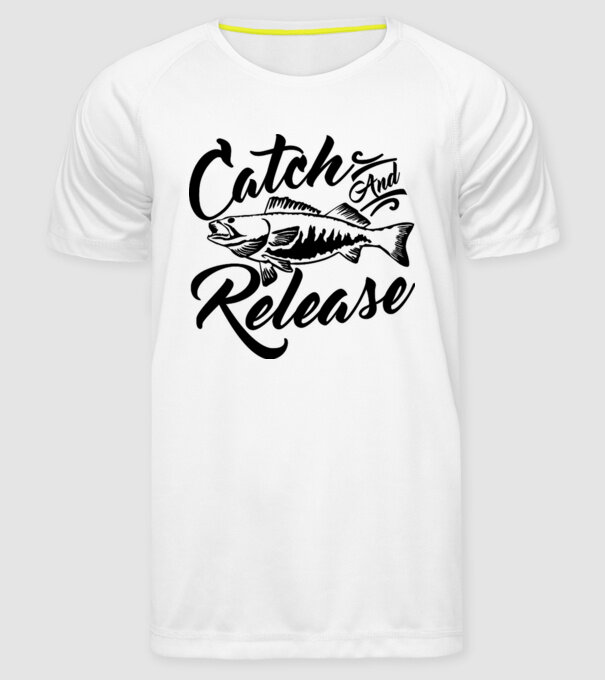 Catch and release model alb pe tricou