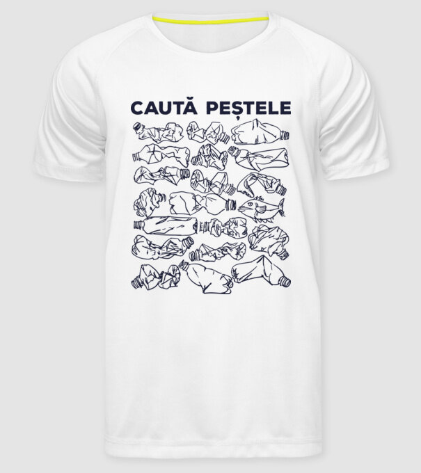 Caută peștele model alb pe tricou