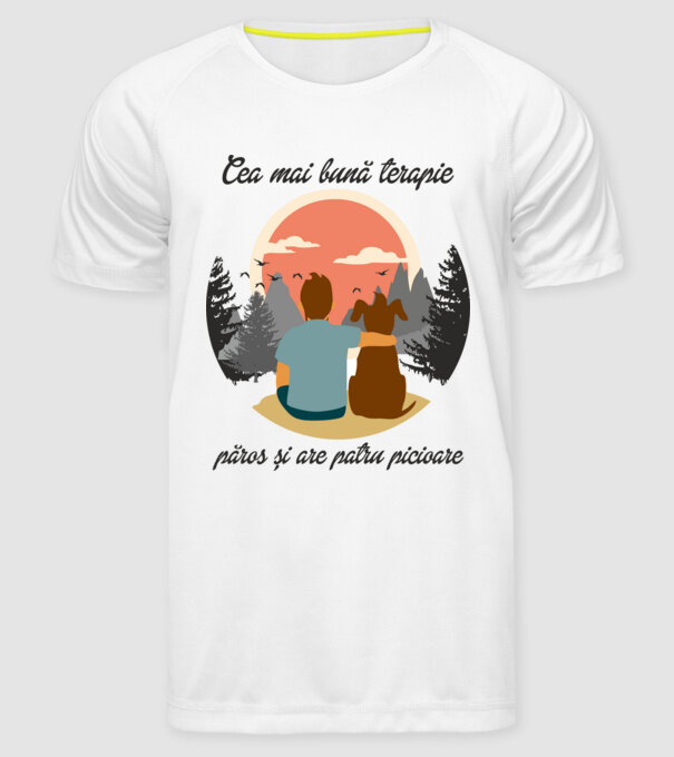 cea mai bună terapie - păros și are patru picioare model alb pe tricou