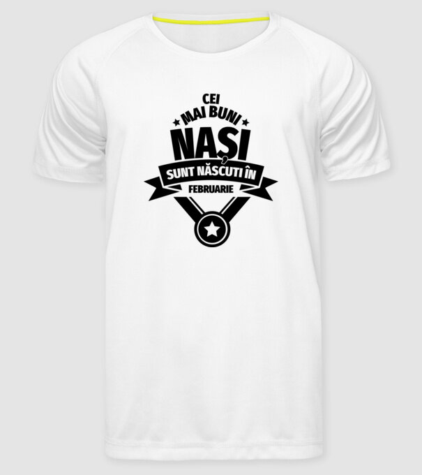 Cei mai buni nași sunt născuți în februarie. model alb pe tricou