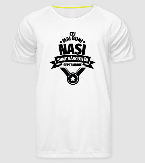 Cei mai buni nași sunt născuți în septembrie. model alb pe tricou