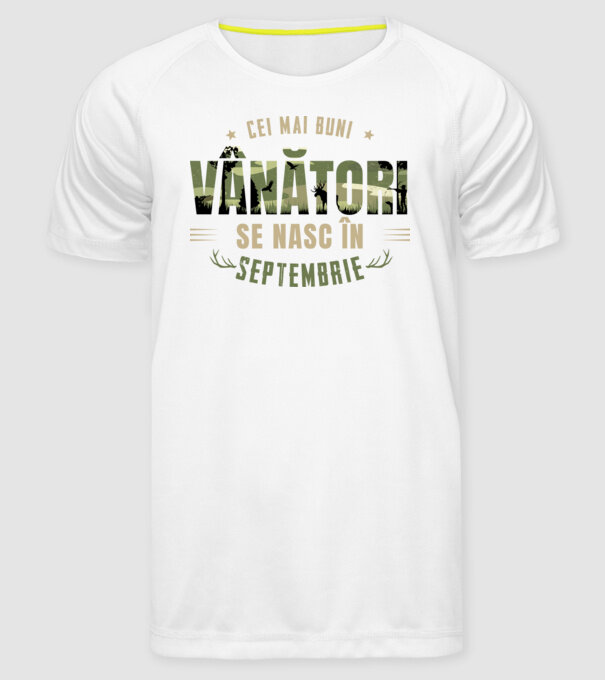 Cei mai buni vânători se nasc în septembrie model alb pe tricou