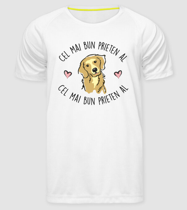 Cel mai bun prieten al meu este un golden retriever model alb pe tricou