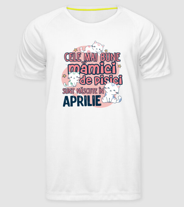 Cele mai bune mămici de pisici Aprilie model alb pe tricou
