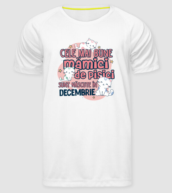 Cele mai bune mămici de pisici decembrie model alb pe tricou