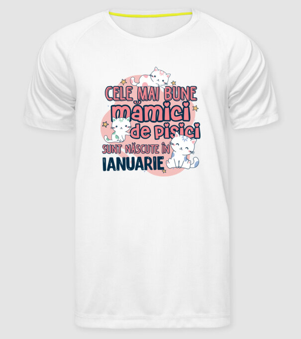 Cele mai bune mămici de pisici ianuarie model alb pe tricou