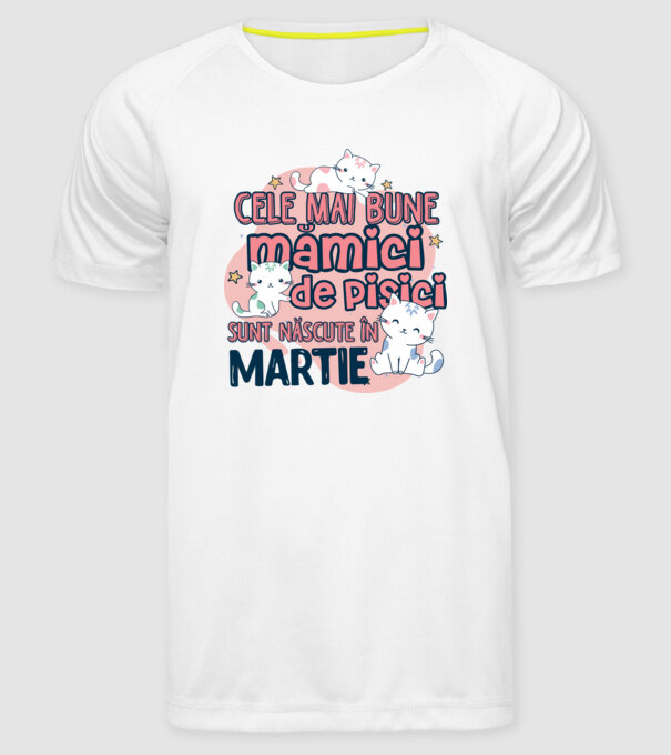 Cele mai bune mămici de pisici Martie model alb pe tricou