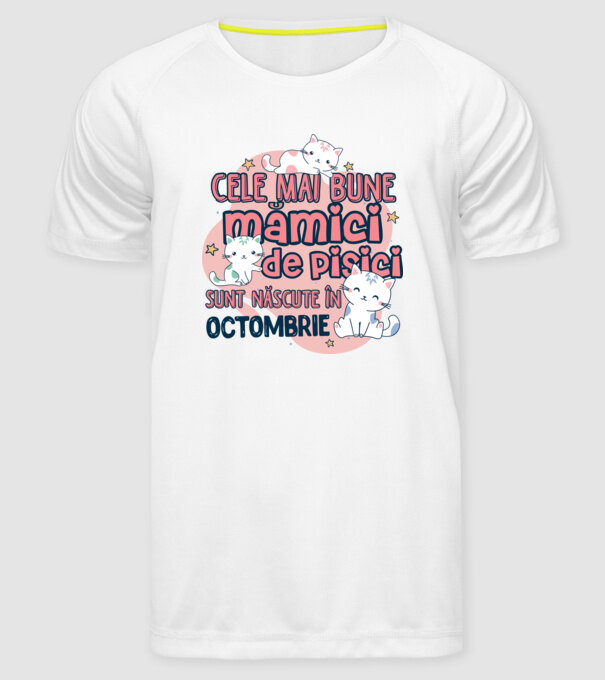 Cele mai bune mămici de pisici octombrie model alb pe tricou