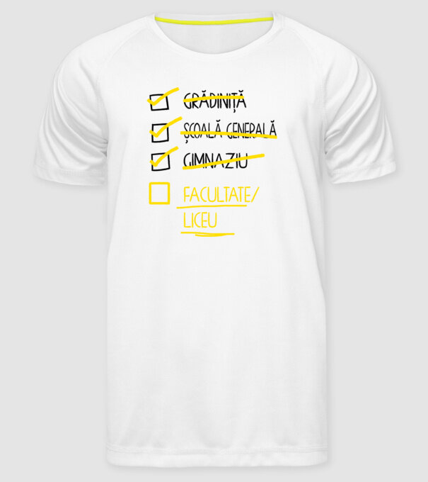 Cheklist educație - Gimnaziu alb model alb pe tricou