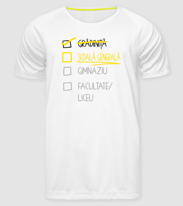 Cheklist educație - grădiniță alb model alb pe tricou