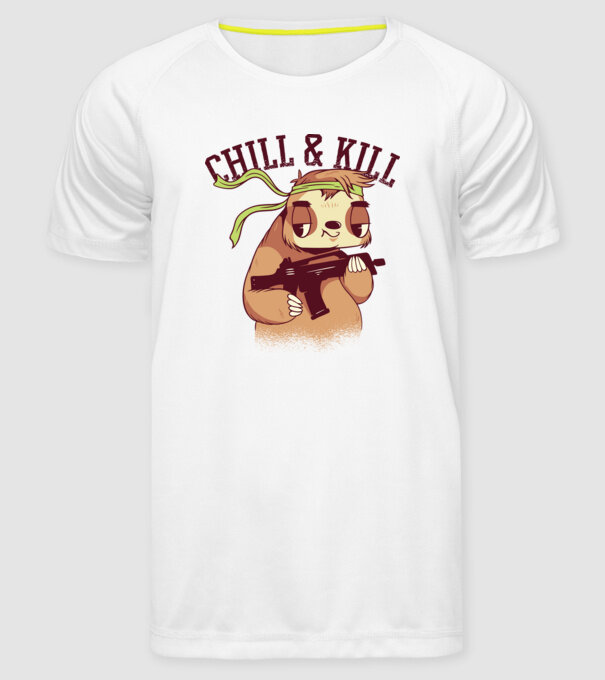 chill and kill model alb pe tricou