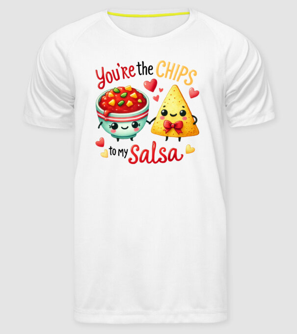 Chips to my Salsa model alb pe tricou