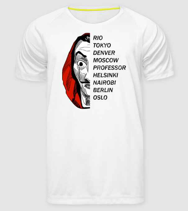classic logo money heist white model alb pe tricou
