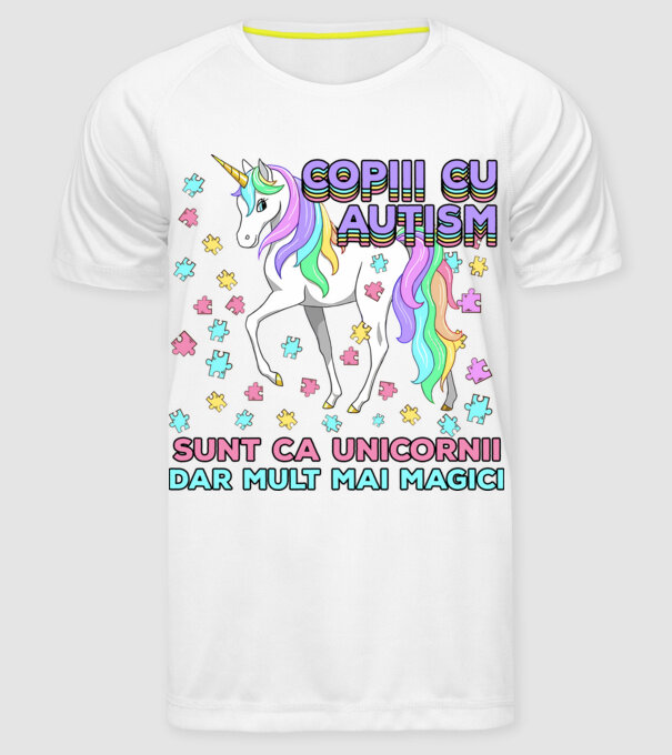 Copiii cu autism sunt ca unicornii, dar mult mai magici model alb pe tricou