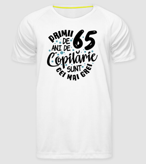 Copilărie 65 de ani model alb pe tricou