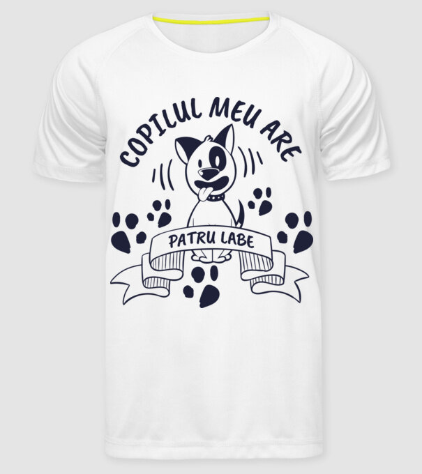 Copilul meu are patru labe model alb pe tricou