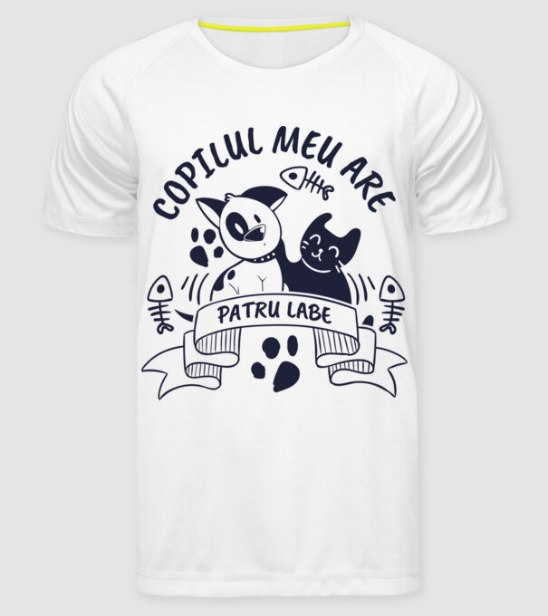 Copilul meu are patru labe model alb pe tricou