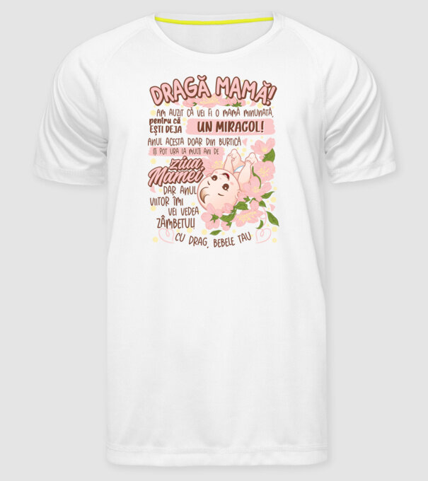Cu drag, bebele tău model alb pe tricou
