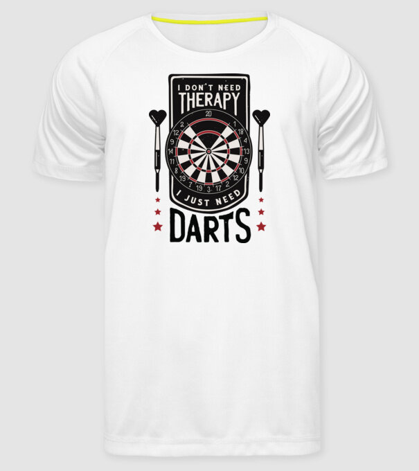 Darts Therapy model alb pe tricou