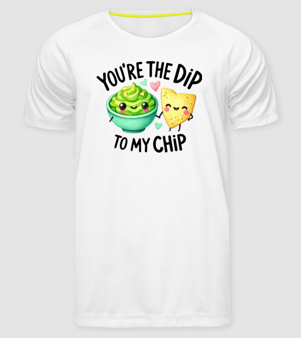 Dip to my Chip model alb pe tricou