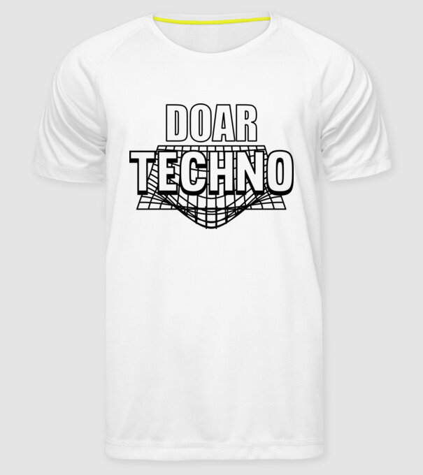 Doar techno model alb pe tricou