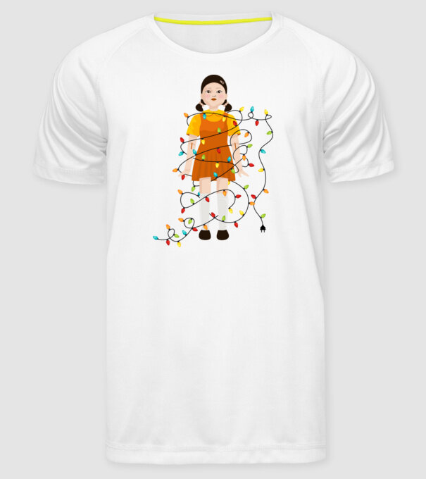doll squid game model alb pe tricou