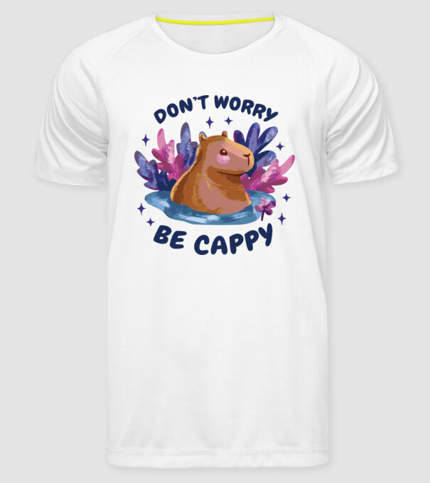 Don't worry be Cappy - capibară model alb pe tricou