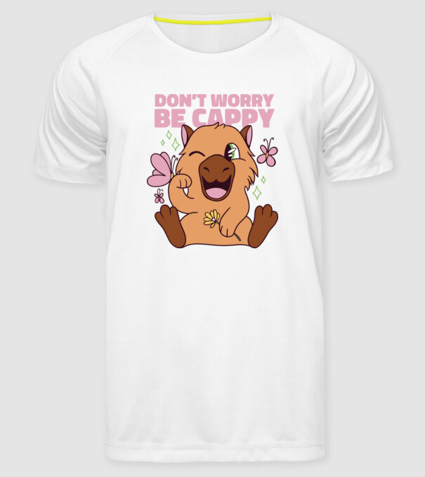 Don't worry be cappy - capibară model alb pe tricou