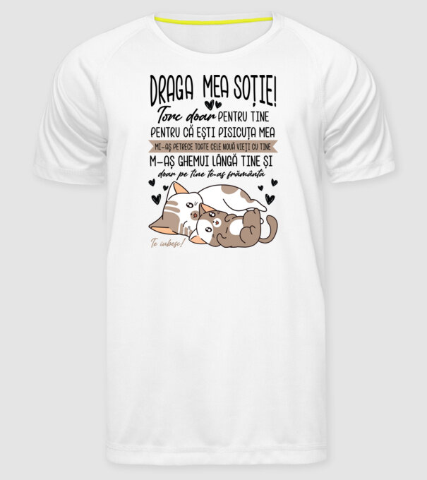 Draga mea soție model alb pe tricou